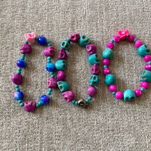 3 Sugar skull elastic band bracelets
